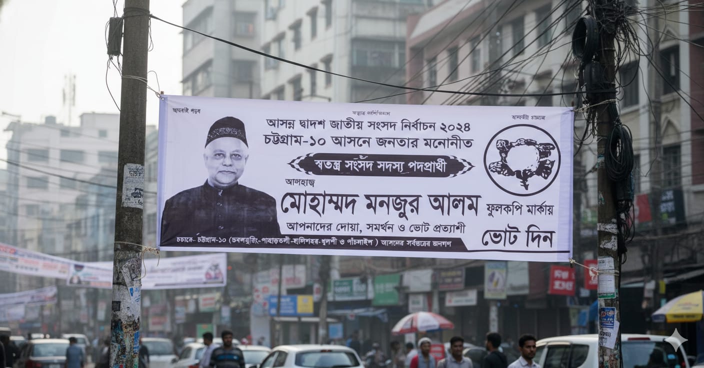 নির্বাচনের কাপড়ের ব্যানার প্রিন্ট। Election cloth banner print